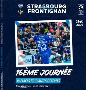 Places offertes aux étudiant.es pour le match de handball Strasbourg VS Frontignan